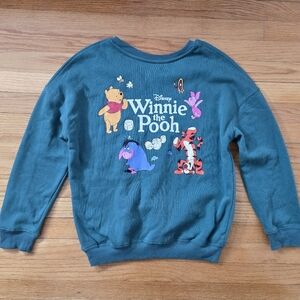 Disney Winnie the Pooh Green Sweatshirt size Small Cozy Print in both sides